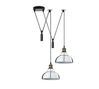 LEDSONE 2 Head Ceiling Pendant Spider Light, 29cm Metal Light Shade, Adjustable 195cm Cord, Vintage Edison 60w E27 Bulb Base, Industrial Retro Lighting, Island Lamp for Dinner Room Kitchen, Chrome