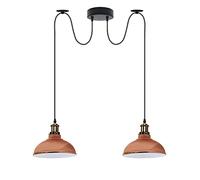 LEDSone 2 Head Ceiling Pendant Spider Light, 29cm Metal Light Shade, Adjustable 195cm Cord, Vintage Edison 60w E27 Bulb Base, Industrial Retro Lighting, Island Lamp for Dinner Room Kitchen, Rose Gold