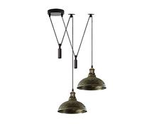 LEDSONE 2 Head Ceiling Pendant Spider Light, 29cm Metal Light Shade, Adjustable 195cm Cord, Vintage Edison 60w E27 Bulb Base, Industrial Retro Lighting, Island Lamp for Dinner Room Kitchen