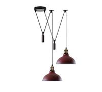 LEDSONE 2 Head Ceiling Pendant Spider Light, 29cm Metal Light Shade, Adjustable 195cm Cord, Vintage Edison 60w E27 Bulb Base, Industrial Retro Lighting, Island Lamp for Dinner Room Kitchen, Burgundy