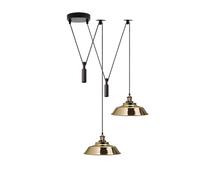 LEDSone 2 Head Ceiling Pendant Spider Light, Metal Light Shade, Adjustable 195cm Cord, Vintage Edison 60w E27 Bulb Base, Industrial Retro Lighting Island Lamp (French Gold Bowl), (2HCLPL)