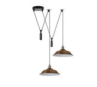 LEDSone 2 Head Ceiling Pendant Spider Light,Yellow Brass Metal Light Shade，Adjustable 195cm Cord，Vintage Edison 60w E27 Bulb Base,Industrial Retro Lighting Island Lamp Dinner Room