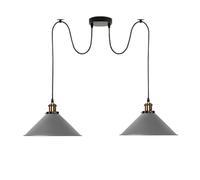 LEDSone 2 Head Light Spider Pendant Lamp Retro Ceiling Fitting, 22cm Metal Industrial Light Shade Vintage E27 Base 2 Way Height Adjustable Hanging Light for Living Room, Kitchen Island (Grey) (2HPL)