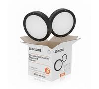 LEDSone 2 Pack 12W Outside Black Bulkhead Lights,3000K Waterproof IP54, Small, Round, Modern, Flush Ceiling Light for Bathroom, Kitchen, Bedroom, Hallway