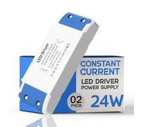 2 Pack LED Transformer 24W, Ultra Slim 24V LED Driver 50-91V AC to DC 250mA Low Voltage led Power Supply Constant Current for Strip Lights, Display and G4, MR11, MR16 Light Bulbs (24 Watts)