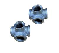 LEDSONE 2 Pack 3/4" 4 Way Galvanized Pipe Fitting BSP Male & Female Threaded Connector for Industrial DIY Furniture, Pipe Shelving, Clothing Rack, Pipe Lamp, Rustic Home Décor
