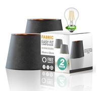LEDSone 2 Pack 30cm Black Gold Fabric Drum Lampshade Easy Fit with LED Bulb
