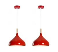 LEDSone 2 Pack 95cm Adjustable Hanging Metal Lamp Red Mosque Easy Fit Industrial E27 Modern Ceiling Pendant Light Shade Fixture for Dining Room Kitchen Living Room Bedroom Restaurant Office Bar