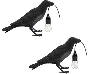 LEDSone 2 Pack Black Birds Table Lamps Resin Crow Desk Lamp E27 Base Modern Raven Art Deco Bedside Decor 3 Pin Plug in Cord Table Lamps for Bedroom, Office, College Dorm