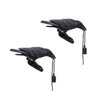 LEDSone 2 Pack Black Birds Wall Lamps Resin Crow Desk LED Lamp E27 Base Modern Raven Art Deco Bedside Decor Plug in Cord Wall Lamps for Bedroom, Office, College Dorm, Right Black Wall