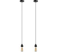 LEDSone 2 Pack Black IP65 Waterproof E27 Pendant Ceiling Light Fitting