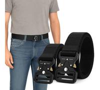 LEDSone 2-Pack Black Men’s Tactical Military Style Belts Adjustable Heavy Duty Nylon Quick Release Buckle Ideal for Work Hiking Security Police Survival EDC Combat Utility Belt for Daily Use