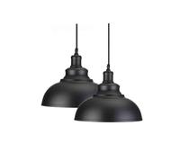 LEDSone 2 Pack Black Pendant Light Industrial 95cm Height Adjustable Metal E27 Holder