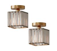 LEDSone 2 Pack Crystal Chandeliers Ceiling Light Modern Ceiling Lighting Fixtures Semi Flush Mount Gold Ceiling Light for Bedroom Kitchen Dining Room Hallway Bathroom Gold
