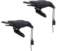 LEDSone 2 Pack Gothic Black Raven Wall Light, Vintage Crow Lamp with E27 Bulb Holder, Resin Bird Wall Sconce Industrial Steampunk Art Decor for Bedroom, Living Room, Bar, Halloween Retro Lighting