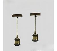 LEDSone Ceiling Rose Pendant Bulb Holder 2 Pack Green Brass 100 cm Braided Adjustable Cable with E27 Light Fitting lamp Holder for Kitchen Living Bedroom Dining Room Hallway Lighting