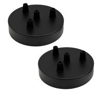 LEDSone 2 Pack Industrial 4 Out Ceiling Rose Light Fitting Ceiling Canopy Light Kit 120mm for Pendant Light Ceiling Light Wall lamp Chandelier, Black 4 Hole with Ceiling Plate Bracket