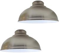 LEDSONE 2 Pack Industrial Ceiling Pendant Light Shades Retro Style Curvy Dome Shaped Lamp Shades Metal Easy Fit Ceiling Pendant Light Shades for Light fixtures - Satin Nickel