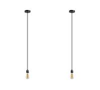 LEDSone 2 Pack Industrial Vintage Pendant Light Black E27 Metal Lamp Holder with Adjustable Cable Ceiling Light Fitting for Kitchen, Living Room, Corridor