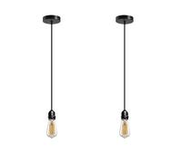 LEDSone 2 Pack Industrial Vintage Single Way Pendant Light with Dimmable Switch, Dimming E27 Base Metal Lamp Holder for Kitchen, Corridor, Restaurant and Living Room