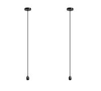 LEDSone 2m Black 2 Pack Pendant Light E27 Rainproof Lamp Holder IP65 Indoor/Outdoor Ceiling Hanging Pendant for Backyard Porch Garage