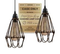 LEDSone 2 Pack Metal Wire Cage Pendant Light Shade Easy Fit Brushed Copper Lamp Shade Hanging Ceiling Lighting Fixture Indoor Lampshade for Living Room Dining Room Bedroom Restaurants Bar Hotels