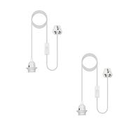 LEDSone 2 Pack Modern E27 Base Plug-in Pendant Light Stylish, and DIY Lampshade Compatible Lighting for Apartments, Dorms, and More. Easy Setup & Versatile Design (with Holder, 4.5m White)