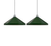 LEDSone 2 Pack Modern Retro 33.5cm Metal Cone Dark Green Lampshade Easy Fit with 4cm Top Hole Pendant Light Shade for Kitchen Living Room Bedroom Café Décor