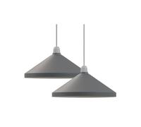 LEDSone 2 Pack Modern Retro Grey 33.5cm Metal Cone Lampshade Easy Fit with 4cm Top Hole Pendant Light Shade for Kitchen Living Room Bedroom Café Décor