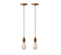 LEDSone 2 Pack of Ceiling Hemp Pendant Lighting Industrial Metal E27 Base 95cm Height Adjustable Hanging Pendant Light Fixture for Living Room Bedroom Café