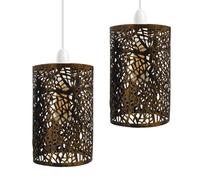 LEDSone 2 Pack of Industrial Metal Bulb Guard Drum Shaped Lampshades for Ceiling Pendant Lights Indoor Easy Fit Wire Cages for Kitchen Hallways