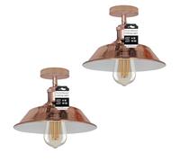 LEDSone 2 Pack of Industrial-Semi Flush Mount Vintage Ceiling Light Industrial Metal 22cm Lampshade Ceiling Light Mini Pendant Lighting for Farmhouse Porch Kitchen Bathroom