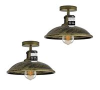 LEDSone 2 Pack of Industrial-Semi Flush Mount Vintage Ceiling Light Industrial Metal 24cm Lampshade Ceiling Light Mini Pendant Lighting for Farmhouse Porch Kitchen Bathroom