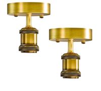 LEDSone 2 Pack of Industrial Single Head Ceiling Lamp Retro Flush Mount E27 Lamp Holder Light Fixture for Bedroom Living Room Hallway Vintage Ceiling Lighting with Easy Installation