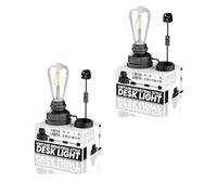 LEDSone 2 Pack of Industrial-Table Lamp, Retro Water Pipe Desk Lamp, Vintage Metal Plug-in Light with on/Off Switch, E27 Socket Perfect for Living Room, Bedroom, Cafe, Restaurant