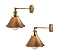 LEDSone 2 Pack of Industrial-Wall Light Vintage 240-degree Adjustable Wall Sconce Antique Wall Mounted Lighting E27 for Restaurants Kitchen Bedroom (Brushed Copper - 2 Pack, with Bulb)