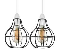Retro Style 2-Pack Metal Basket Ceiling Pendant Light Shade 16cm Diameter Vase Shape Industrial Wire Cage Lampshade for Ceiling Easy Fit Indoor Kitchen Living Room Corridor