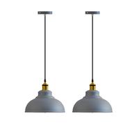 LEDSone 2 Pack of Modern Industrial Ceiling Pendant Light Metal Indoor Hanging Pendant Light for Bar Bedroom Dining Room Conservatory (Grey - 29 cm Curvy-2 Pack)