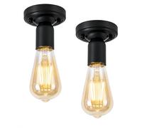 LEDSone 2 Pack of Vintage-Semi Flush Mount Light Single Head Ceiling Lamp E27 Lamp Holder Light Fixture for Bedroom Living Room Hallway