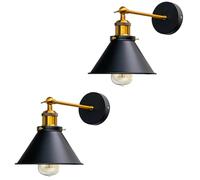 LEDSone 2 Pack of Wall Sconce-Wall Light Industrial Metal Cone lampshade Vintage Light Fixtures with E27 Adjustable Arms Holder for Dining Room Bed Room Restaurants
