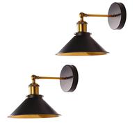LEDSone 2 Pack of Wall Sconce-Wall Light Industrial Metal Cone Shade Vintage Light Fixtures with E27 Adjustable Arms Holder for Dining Room Bed Room Restaurants
