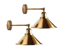 LEDSone 2 Pack of Wall Sconce-Wall Light Industrial Metal Cone Shade Vintage Light Fixtures with E27 Adjustable Arms Holder for Dining Room Bed Room Restaurants