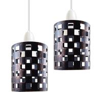 LEDSone 2 Pack Open Style Retro Easy Fit Pendant Light Shade Metal Cage Drum Lampshade Vintage Industrial Ceiling Pendant Lamp Kitchen Light Living Room Corridor Porch Lounge (Brushed Copper 2 Pack)