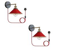 LEDSone 2 Pack Red Plug in Wall Light - E27 Modern Wall Light with Plug 180° Adjustable - 60W Indoor Plug in Wall Lamp for Bedroom Living Room Kitchen Desk - Bulb Not Included