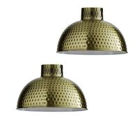 LEDSone 2 Pack Retro Ceiling Lampshade Metal Green Brass 26cm Easy Fit with Reducer Ring Lightshade for Bedroom, Hallway, Office, Kitchen, Dining Room, Cafe, Restaurtant