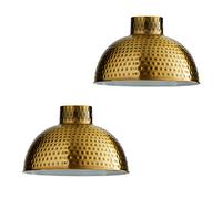 LEDSone 2 Pack Retro Ceiling Lampshade Metal Yellow Brass 26cm Easy Fit with Reducer Ring Lightshade for Bedroom, Hallway, Office, Kitchen, Dining Room, Cafe, Restaurtant