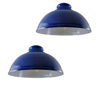 LEDSone 2 Pack Retro Ceiling Light Easy Fit-Pendant Metal-29cm Curvy lampshade-Modern Industrial Vintage Look Lamp Shade for Living Room (Navy Blue - 2 Pack)
