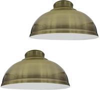 LEDSone 2 Pack Retro Ceiling Light Easy Fit-Pendant Metal-29cm Curvy lampshade-Modern Industrial Vintage Look Lamp Shade for Living Room (Green Brass - 2 Pack)