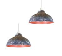LEDSone 2 Pack Retro Ceiling Light Easy Fit-Pendant Metal-29cm Curvy lampshade-Modern Industrial Vintage Look Lamp Shade for Living Room (Army Cama - 2 Pack)