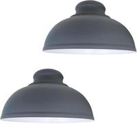 LEDSone 2 Pack Retro Ceiling Light Easy Fit-Pendant Metal-29cm Curvy lampshade-Modern Industrial Vintage Look Lamp Shade for Living Room (Grey - 2 Pack)